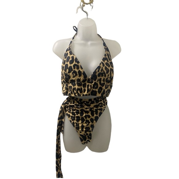 None Other - Leopard Print Two-Piece Halter Bikini 3X
